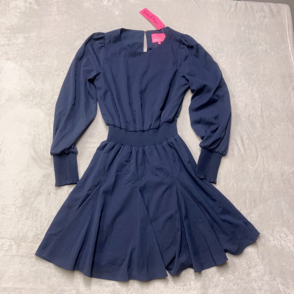 NWT Lilly Pulitzer Womens Size 4 Lorella Stretch Dress True Navy Blue Summer